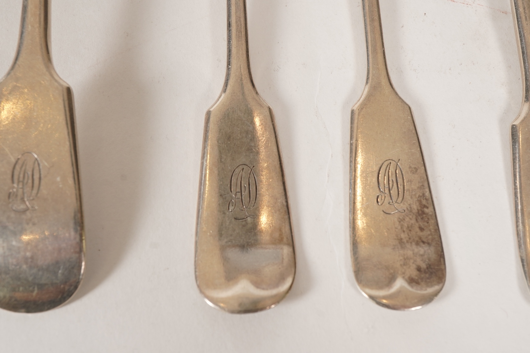A George V silver part canteen of fiddle pattern flatware by John Round